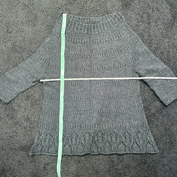 Handknit Cedar Pullover by Joji Locatelli Gray Lace Sweater Alpaca Fiber Small - Picture 6 of 7